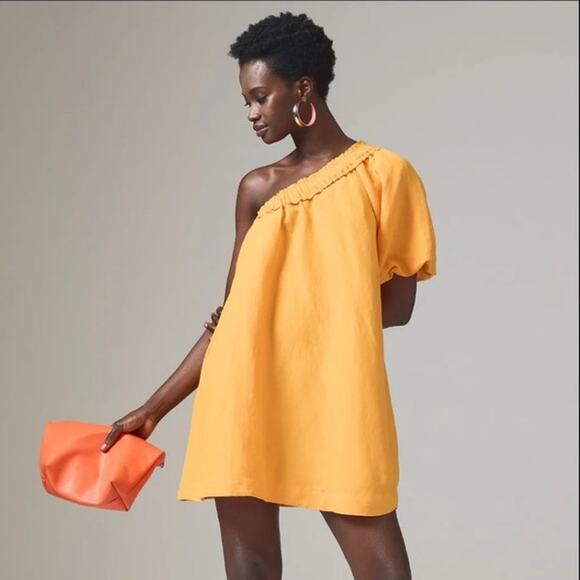 By Anthropologie one shoulder waistless mini dress linen blend woman's size xs - Picture 3 of 11